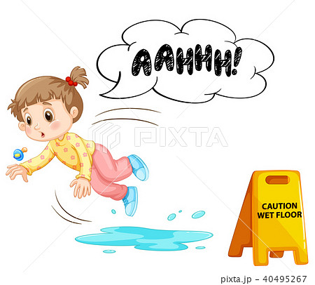 A Kid Slipping On Wet Floor 40495267