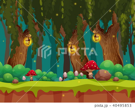 Fairytale Forest and Lamp at Night 40495853
