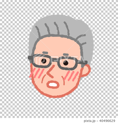 赤面するシニア男性の顔のイラスト素材