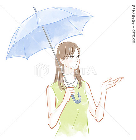 傘を差す女性のイラスト素材 40497433 Pixta