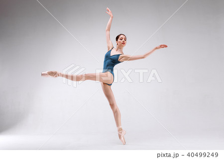 Slim beautiful ballerina on white backgorund Slim beautiful ballerina on white backgorund 40499249