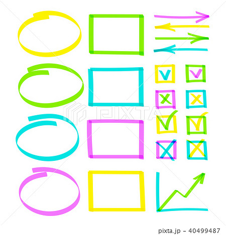Set of hand drawn highlight lines note objects 40499487