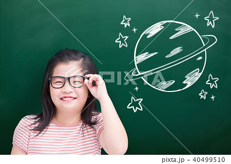 cute girl with green chalkboard 40499510