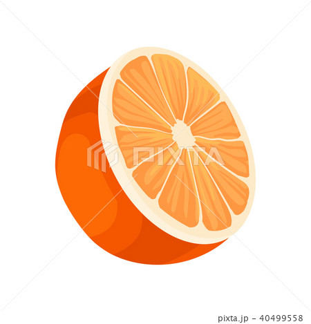 Half of fresh orange. Fresh citrus fruit. Healthy food. Decorative flat vector element for juice or 40499558