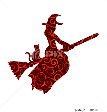 Witch magical pattern silhouette fantasy broom. 40501858