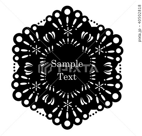 クラシカルな六角形のレースの飾り罫 白黒 モノクロ ビンテージデザインのイラスト素材