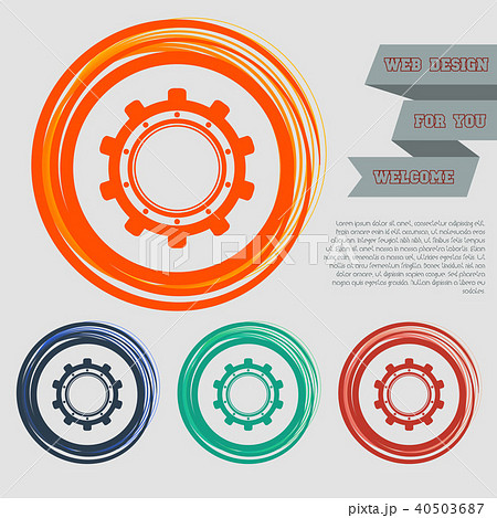 Gear, cog icon on the red, blue, green, orange but 40503687