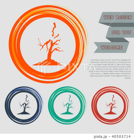 lightning and tree icon on the red, blue, green, o 40503714