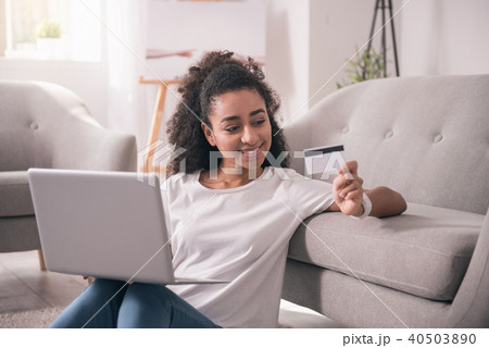 Positive pretty woman smiling Positive pretty woman smiling 40503890
