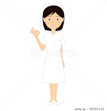 Okサインをする若い女性看護師のイラスト素材のイラスト素材