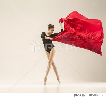 Modern ballet dancer dancing in full body on white studio background. Modern ballet dancer dancing in full body on white studio background. 40506687