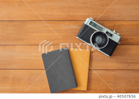 Creative flat lay photo of workspace desk. Creative flat lay photo of workspace desk. 40507656