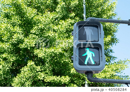 歩行者信号 青信号の写真素材