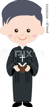 人物 職業 制服 男性 神父 牧師のイラスト素材