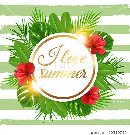 Green tropical background with flowers 40510742