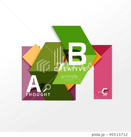 Geometric infographic banner, paper info diagram created with color shapes 40513712