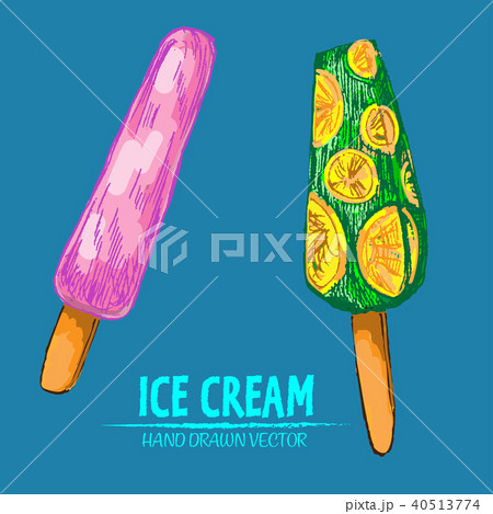 Digital vector detailed line art juicy ice cream Digital vector detailed line art juicy ice cream 40513774
