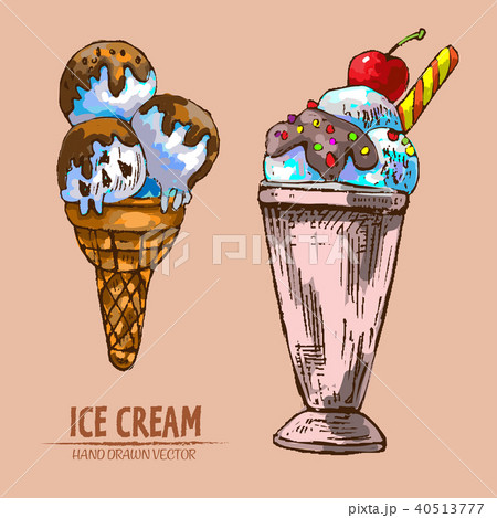 Digital vector detailed line art ice cream 40513777