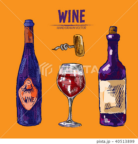 Digital vector detailed line art wine bottle Digital vector detailed line art wine bottle 40513899