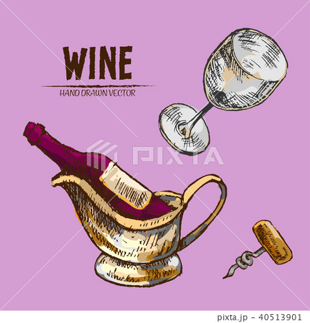 Digital vector detailed line art wine Digital vector detailed line art wine 40513901