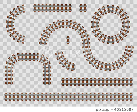 Creative vector illustration of curved railroad isolated on background. Straight tracks art design 40515687