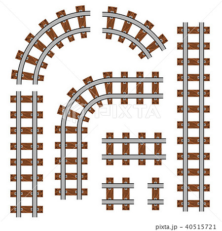 Creative vector illustration of curved railroad isolated on background. Straight tracks art design 40515721