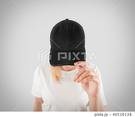 Blank black baseball cap mockup template, wear on women head Blank black baseball cap mockup template, wear on women head 40516138