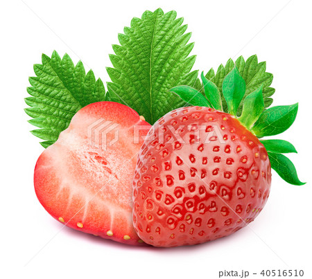 Strawberries with leaves isolated on white 40516510