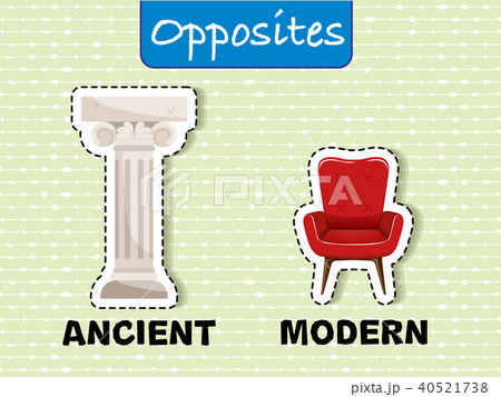 ancient and modern opposite wordのイラスト素材 40521738 pixta