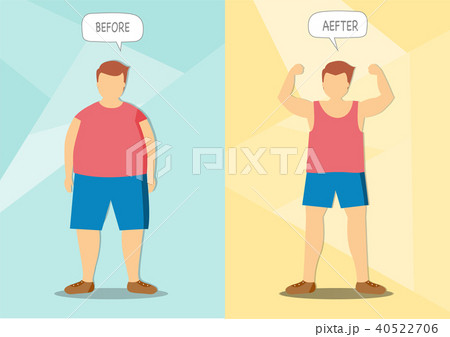 Before and after of man exercise changes,Vector 40522706