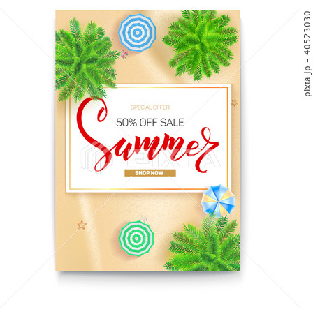 Poster with summer tropical landscape, gold sand Poster with summer tropical landscape, gold sand 40523030