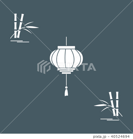 Stylized icon of the chinese lantern and bamboo 40524694