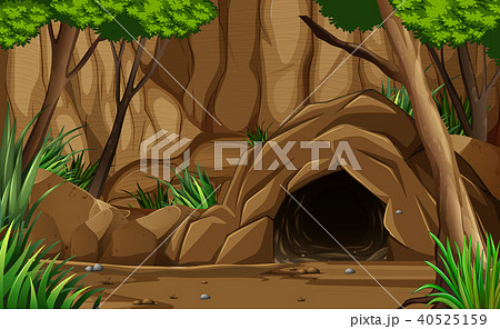 A Dark Rocky Cave From Outsideのイラスト素材