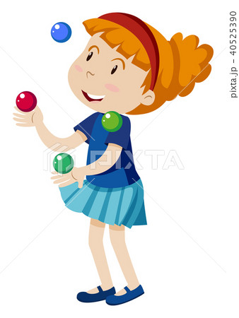A Girl Juggling On White Backgroundのイラスト素材