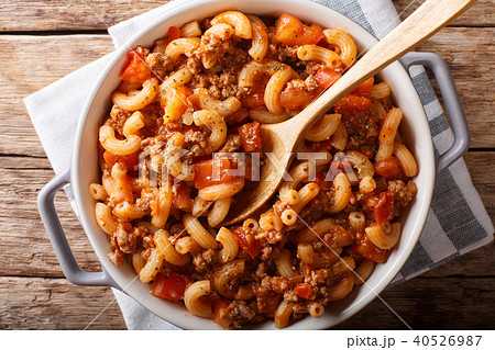 American goulash made from pasta with tomatoes 40526987