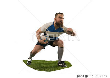 The silhouette of one caucasian rugby man player isolated on white background The silhouette of one caucasian rugby man player isolated on white background 40527765