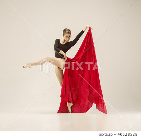 Modern ballet dancer dancing in full body on white studio background. Modern ballet dancer dancing in full body on white studio background. 40528528