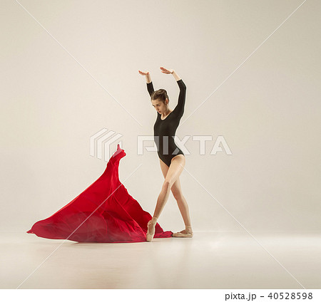 Modern ballet dancer dancing in full body on white studio background. Modern ballet dancer dancing in full body on white studio background. 40528598