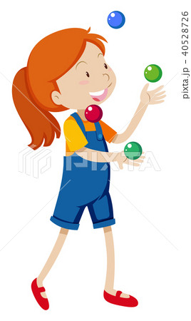 A Girl Juggling On White Backgroundのイラスト素材