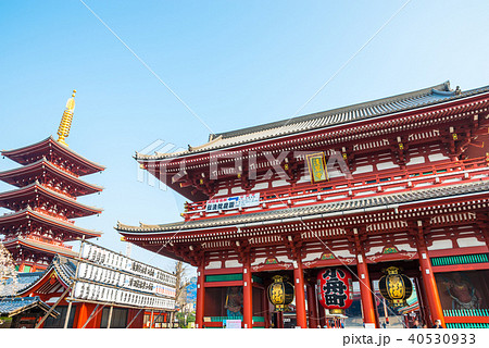 浅草寺 宝蔵門と五重塔 早朝風景 2018年3月撮影 浅草寺 宝蔵門と五重塔 早朝風景 2018年3月撮影 40530933