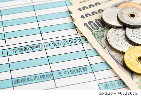 給与明細書　厚生年金保険　お給料　月給　賃金 40532055