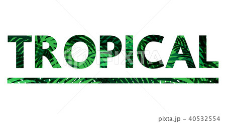 Tropical text green leaves abstract vector design. 40532554