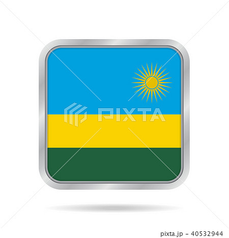 Flag of Rwanda. Shiny metallic gray square button. Flag of Rwanda. Shiny metallic gray square button. 40532944
