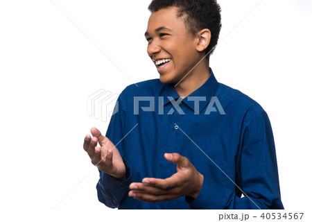 Portrait of cheerful african american teenager 40534567