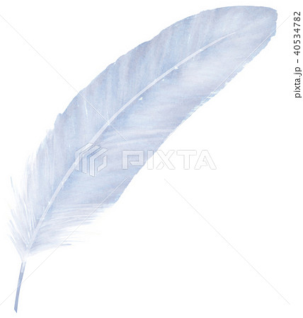 手描き 鳥の羽根 ブルーのイラスト素材 40534782 Pixta