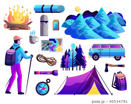 Hiking Camping Colorful Set 40534791