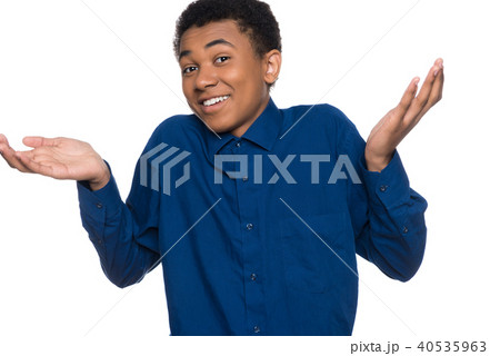 African American teenager in denim shirt  40535963