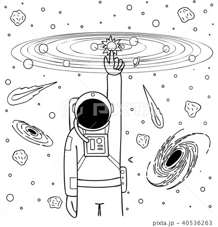 Hand drawn cute astronaut touch then sun and balan 40536263