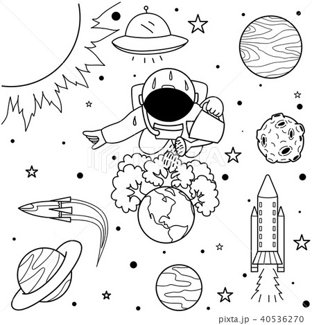 Funny astronaut watering the trees he has grown on Funny astronaut watering the trees he has grown on 40536270