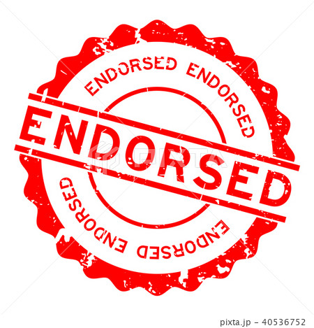 Grunge red endorsed round rubber seal stamp 40536752